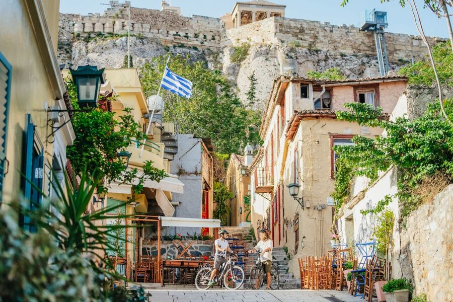 Athens: Old Town Highlights Guided E-Bike Tour - Metropolitan Church break and Plaka’s souvenir streets