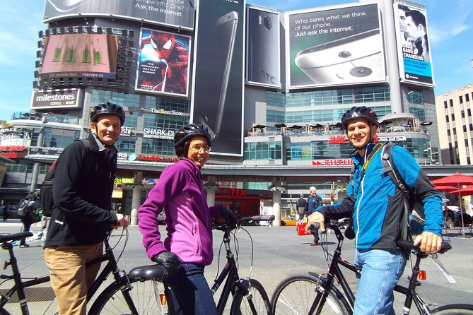 Downtown Toronto Bike Tour - CN Tower stop: seeing the skyline landmark up close