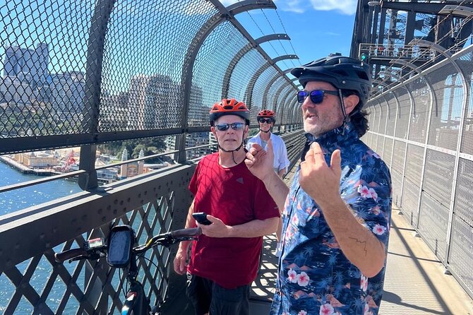 Guided Electric Bike Tour of Sydney with Bluetooth helmets - Barangaroo Reserve and the Harbour Bridge ride: the Sydney payoff