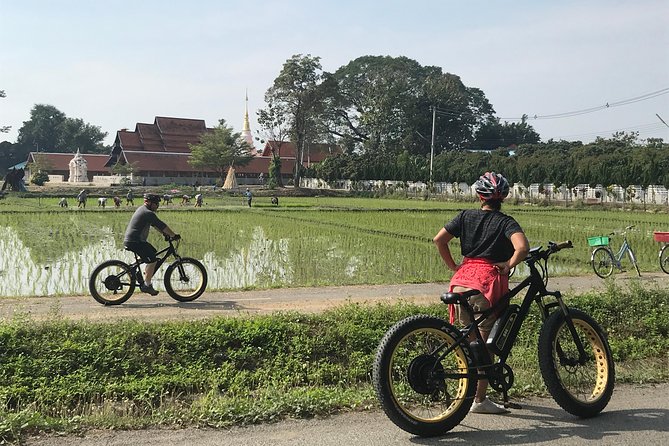 Half-day E-bike Countryside and rice paddies (flat land, GUIDED) - What’s Included: Helmets, Gloves, Insurance, and the Food That Keeps You Smiling