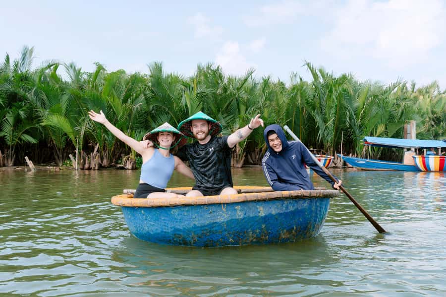 Hoi An: Bike Tour with Buffalo Riding & Lantern-Making Class - Nipa palm jungle and bamboo basket boats