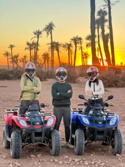 Marrakech: Palm Grove and Jbilat Desert Quad Bike Tour - Pickup, van ride, and getting kitted up fast