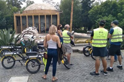 Mexico City E-Bike Tour with a taco and churros stop - El Paseo de la Reforma and the Revolution Monument: see power up close
