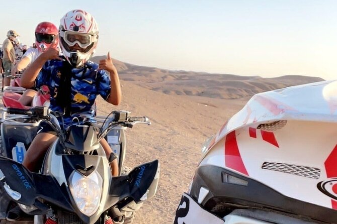 Quad bike tour in agafay desert - The quad route: desert plateaus, a Berber village area, and that steep hill