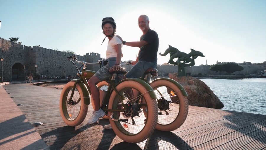 Rhodes: Retro eBike Highlights Tour w/ Personal Photographer - Colossus of Rhodes viewpoint: history you can see, not just read