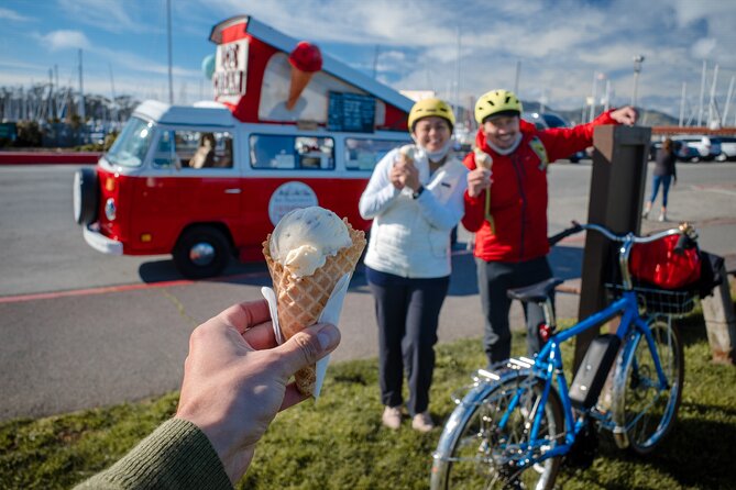 Ultimate Electric SF Bike Tour- food, icons & local hidden gems - Crissy Field: beach air and Golden Gate Bridge views